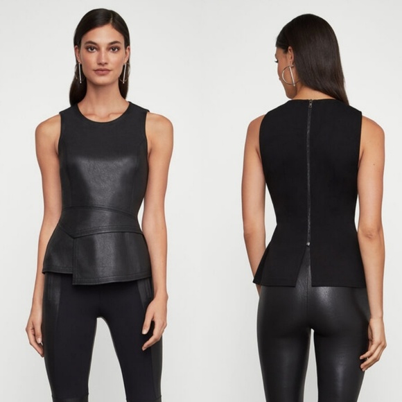 tori faux leather peplum top